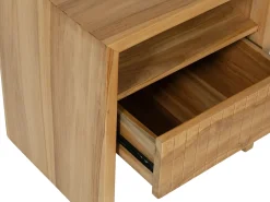 Mesa de cabeceira com 1 gaveta e 1 nicho em madeira de teca cor natural - REVUKA