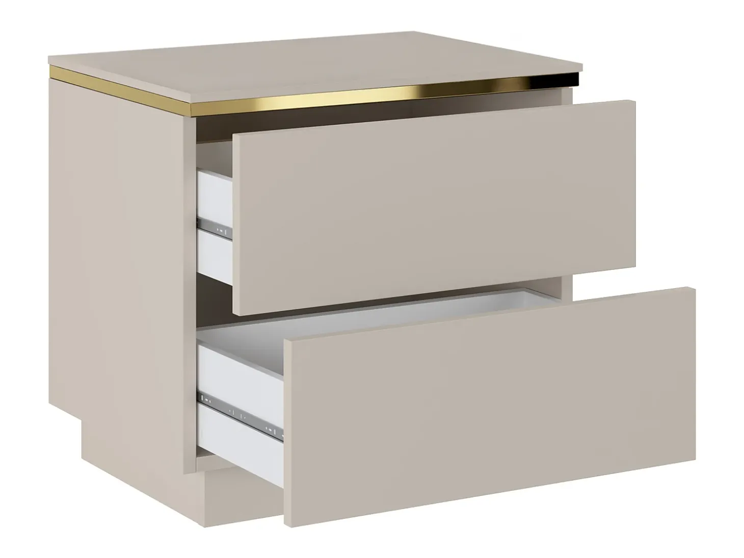 Mesa de cabeceira com 2 gavetas bege e dourada - VUKIA