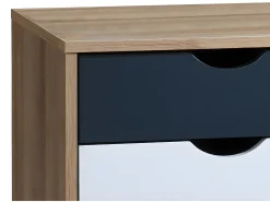 Mesa de cabeceira com 3 gavetas, branco natural e azul marinho - LURVIA