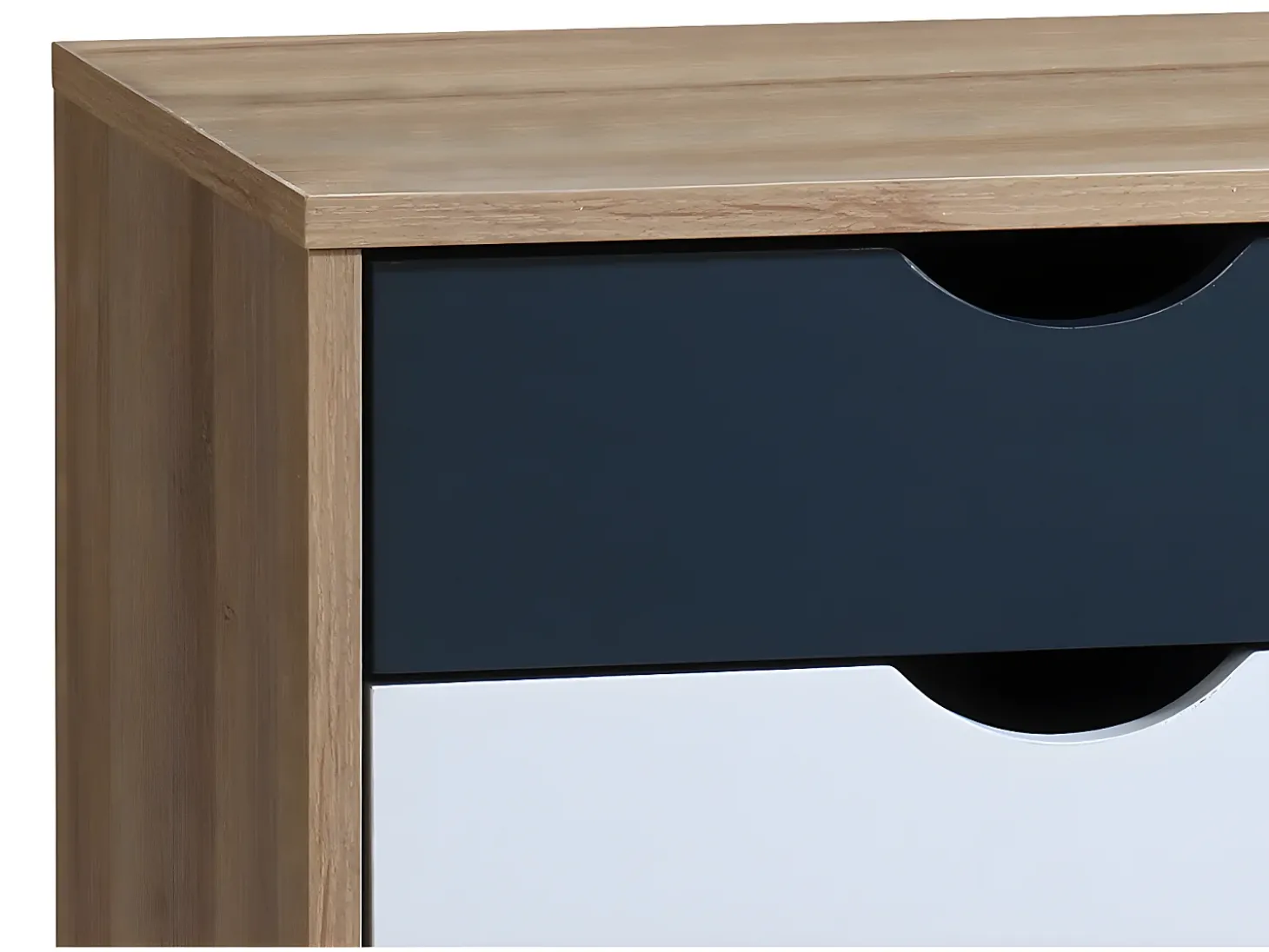 Mesa de cabeceira com 3 gavetas, branco natural e azul marinho - LURVIA
