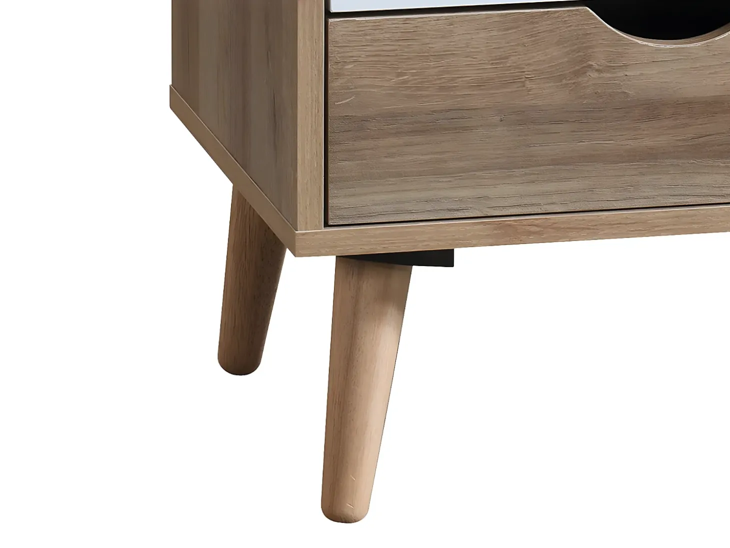 Mesa de cabeceira com 3 gavetas, branco natural e azul marinho - LURVIA