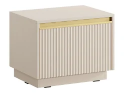 Mesa de cabeceira com 1 gaveta, bege e dourada - POSINIA
