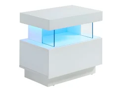 Mesa de cabeceira com 1 gaveta e 1 nicho com LEDs, em MDF laqueado branco - FABIO II