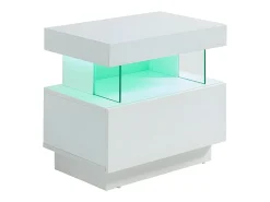 Mesa de cabeceira com 1 gaveta e 1 nicho com LEDs, em MDF laqueado branco - FABIO II