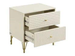 Mesa de cabeceira com 2 gavetas em cor bege - LOUREO