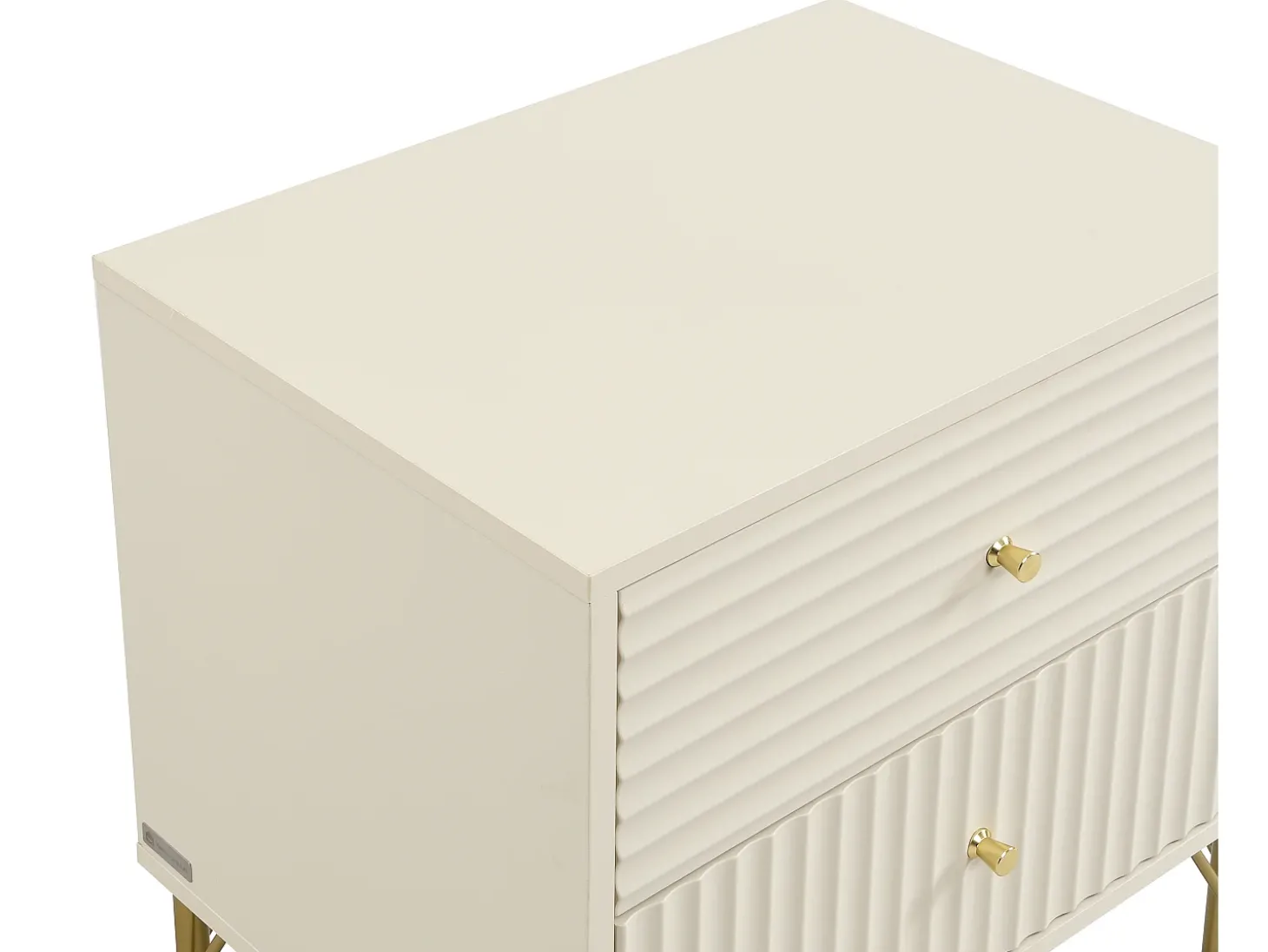Mesa de cabeceira com 2 gavetas em cor bege - LOUREO