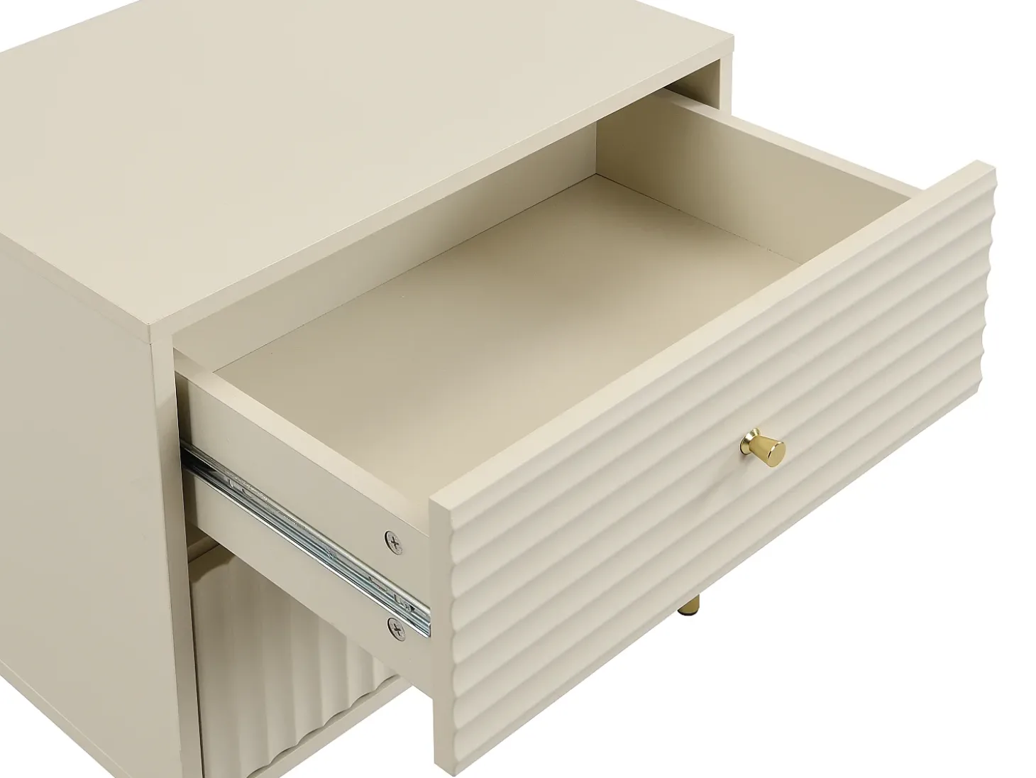 Mesa de cabeceira com 2 gavetas em cor bege - LOUREO