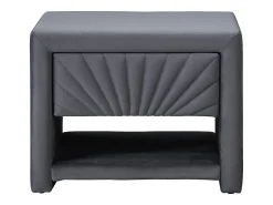Mesa de cabeceira com 1 gaveta e 1 nicho em veludo cinza antracite - ULAMI