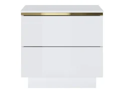 Mesa de cabeceira com 2 gavetas branco brilhante e dourado - VUKIA de Pascal Morabito
