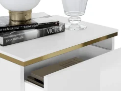Mesa de cabeceira com 2 gavetas branco brilhante e dourado - VUKIA de Pascal Morabito