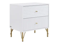 Mesa de cabeceira com 2 gavetas, cor branca - LOUREO