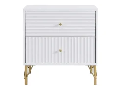 Mesa de cabeceira com 2 gavetas, cor branca - LOUREO