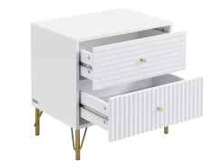 Mesa de cabeceira com 2 gavetas, cor branca - LOUREO