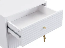 Mesa de cabeceira com 2 gavetas, cor branca - LOUREO