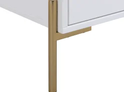 Mesa de cabeceira com 2 gavetas em MDF e metal lacado a branco e dourado - KORASA