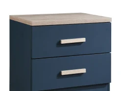 Mesa de cabeceira com 2 gavetas cor azul e natural - SKAIDO