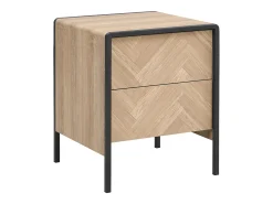Mesa de cabeceira com 2 gavetas MDF cor natural e preto - TUMACO