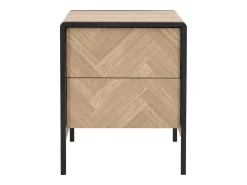 Mesa de cabeceira com 2 gavetas MDF cor natural e preto - TUMACO