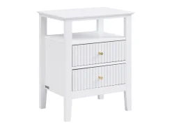 Mesa de cabeceira com 2 gavetas e 1 prateleira em MDF branco - NIRIVA
