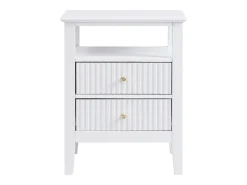 Mesa de cabeceira com 2 gavetas e 1 prateleira em MDF branco - NIRIVA