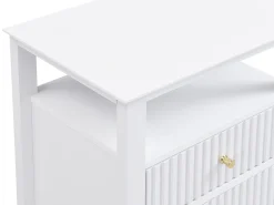 Mesa de cabeceira com 2 gavetas e 1 prateleira em MDF branco - NIRIVA