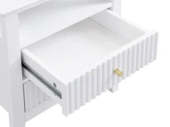 Mesa de cabeceira com 2 gavetas e 1 prateleira em MDF branco - NIRIVA
