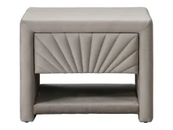 Mesa de cabeceira com 1 gaveta e 1 nicho em veludo bege - ULAMI