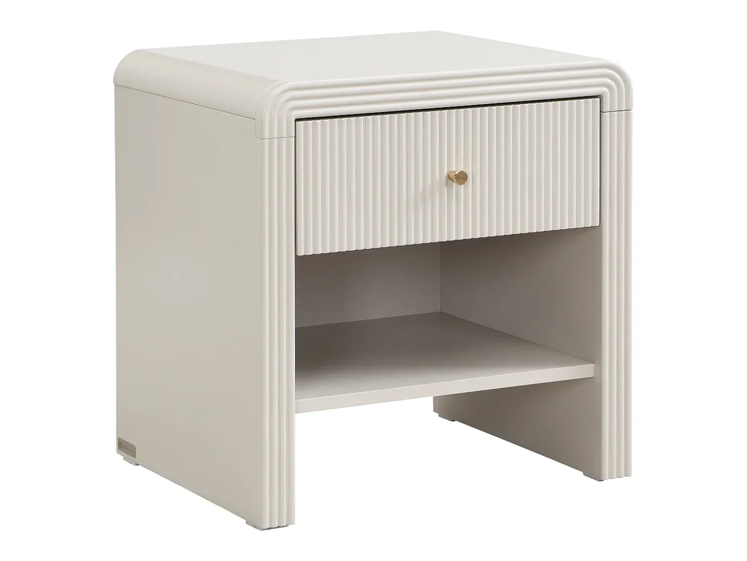 Mesa de cabeceira com 1 gaveta e 1 nicho MDF bege e dourado - MIRENALO
