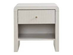 Mesa de cabeceira com 1 gaveta e 1 nicho MDF bege e dourado - MIRENALO