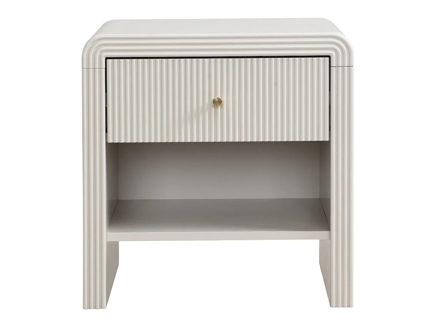 Mesa de cabeceira com 1 gaveta e 1 nicho MDF bege e dourado - MIRENALO