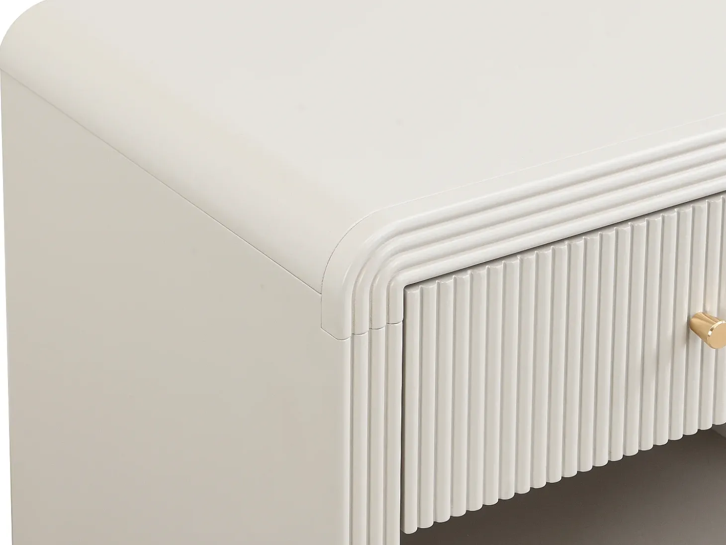 Mesa de cabeceira com 1 gaveta e 1 nicho MDF bege e dourado - MIRENALO