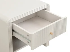 Mesa de cabeceira com 1 gaveta e 1 nicho MDF bege e dourado - MIRENALO