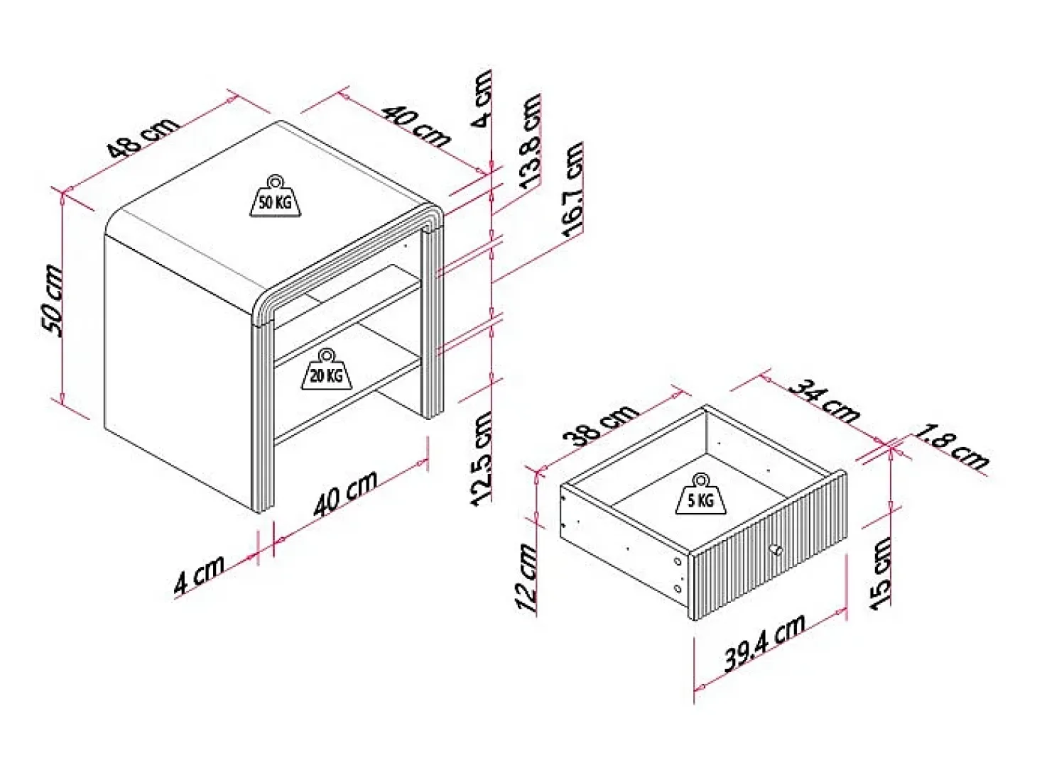 Mesa de cabeceira com 1 gaveta e 1 nicho MDF bege e dourado - MIRENALO