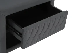 Mesa de cabeceira com 1 gaveta e 1 nicho, em tecido de veludo cinza - DANIELE