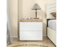 Mesa de cabeceira com 2 gavetas - estilo escandinavo - Branco