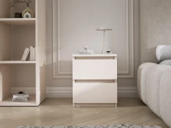 Mesa de cabeceira com duas gavetas – 45 × 36 × 36 cm – cor: Caxemira