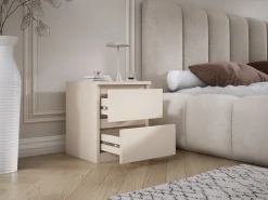 Mesa de cabeceira com duas gavetas – 45 × 36 × 36 cm – cor: Caxemira
