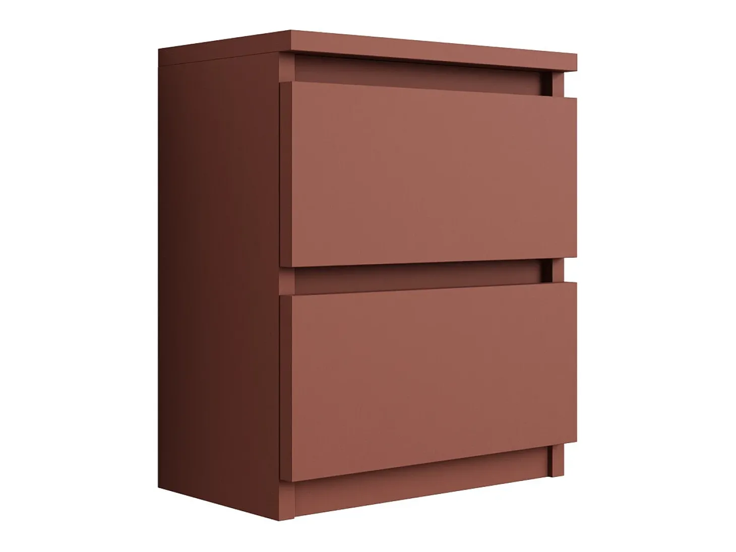 Mesa de cabeceira com duas gavetas – 45 × 36 × 36 cm – cor: Tijolo
