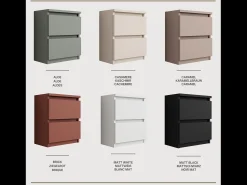 Mesa de cabeceira com duas gavetas – 45 × 36 × 36 cm – cor: Tijolo