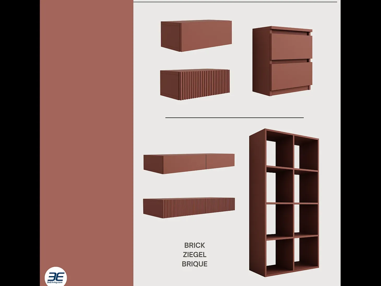 Mesa de cabeceira com duas gavetas – 45 × 36 × 36 cm – cor: Tijolo