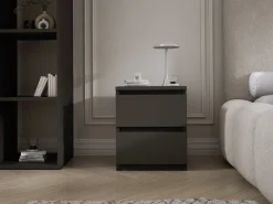 Mesa de cabeceira com duas gavetas – 45 × 36 × 36 cm – cor: Preto