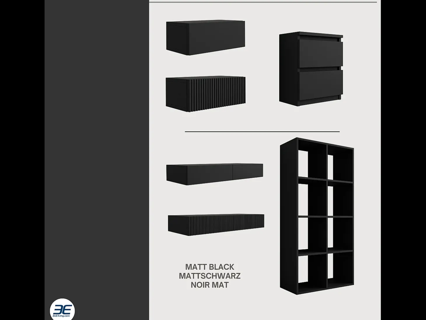 Mesa de cabeceira com duas gavetas – 45 × 36 × 36 cm – cor: Preto
