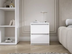 Mesa de cabeceira com duas gavetas – 45 × 36 × 36 cm – cor: Branco