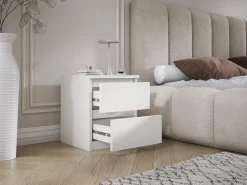 Mesa de cabeceira com duas gavetas – 45 × 36 × 36 cm – cor: Branco