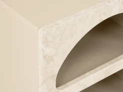 Mesa de cabeceira com espaços de arrumação bege efeito mármore - LUELA