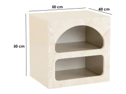 Mesa de cabeceira com espaços de arrumação bege efeito mármore - LUELA