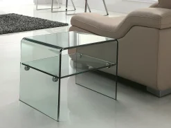 Mesa de cabeceira com um nicho em vidro temperado STILEOS