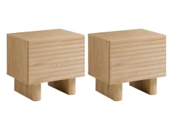 Mesa de cabeceira conjunto de 2 com 1 porta em MDF cor natural - LUDIMA
