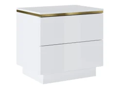 Mesa de cabeceira conjunto de 2 com 2 gavetas Branco brilhante e dourado - VUKIA de Pascal Morabito