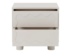 Mesa de cabeceira conjunto de 2 com 2 gavetas em mdf bege - ANEZA
